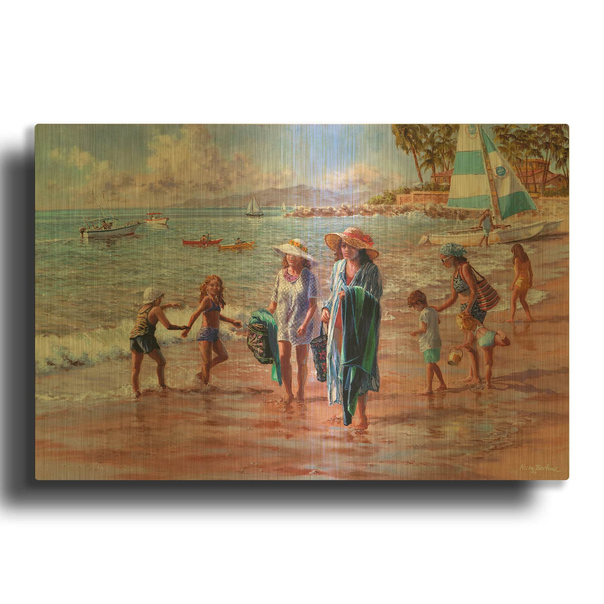 'On The Beach' By Nicky Boehme Gold Metal Wall Art