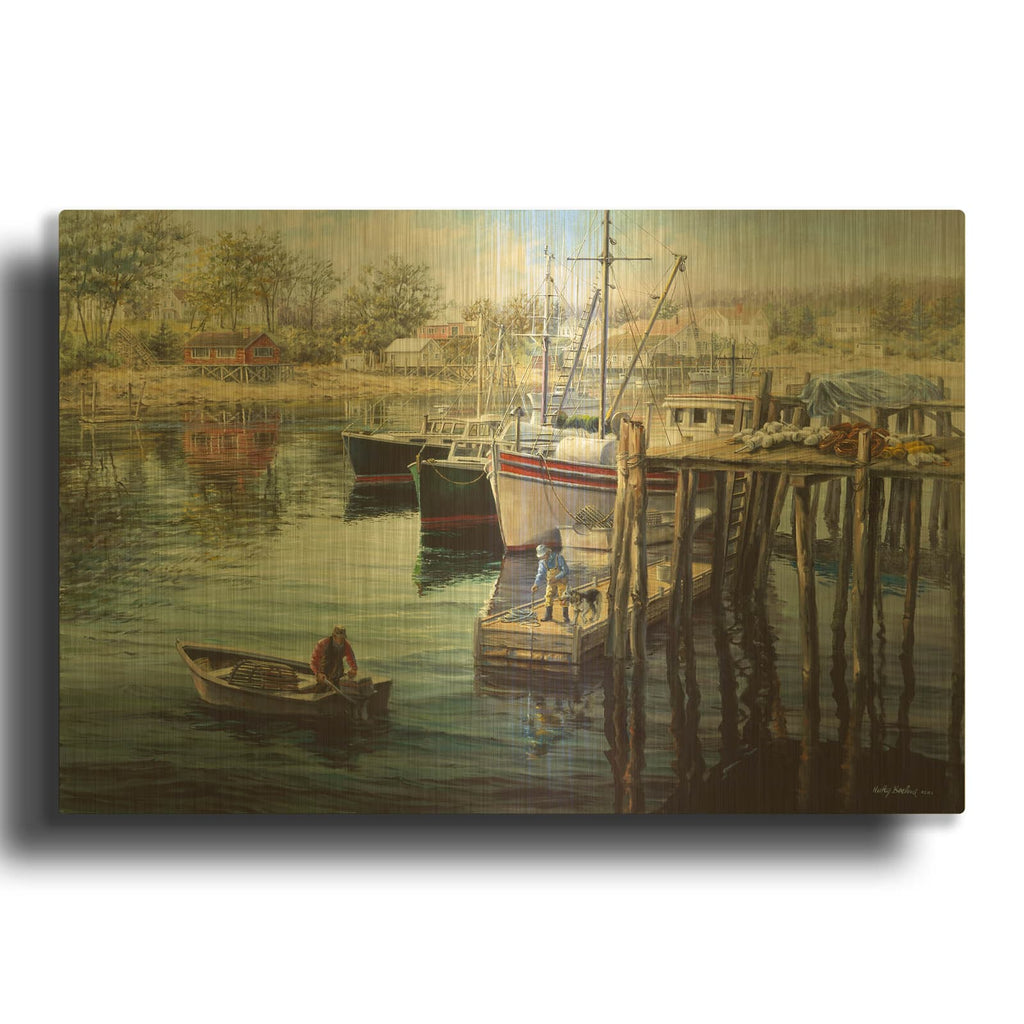 'Fisherman' By Nicky Boehme Gold Metal Wall Art