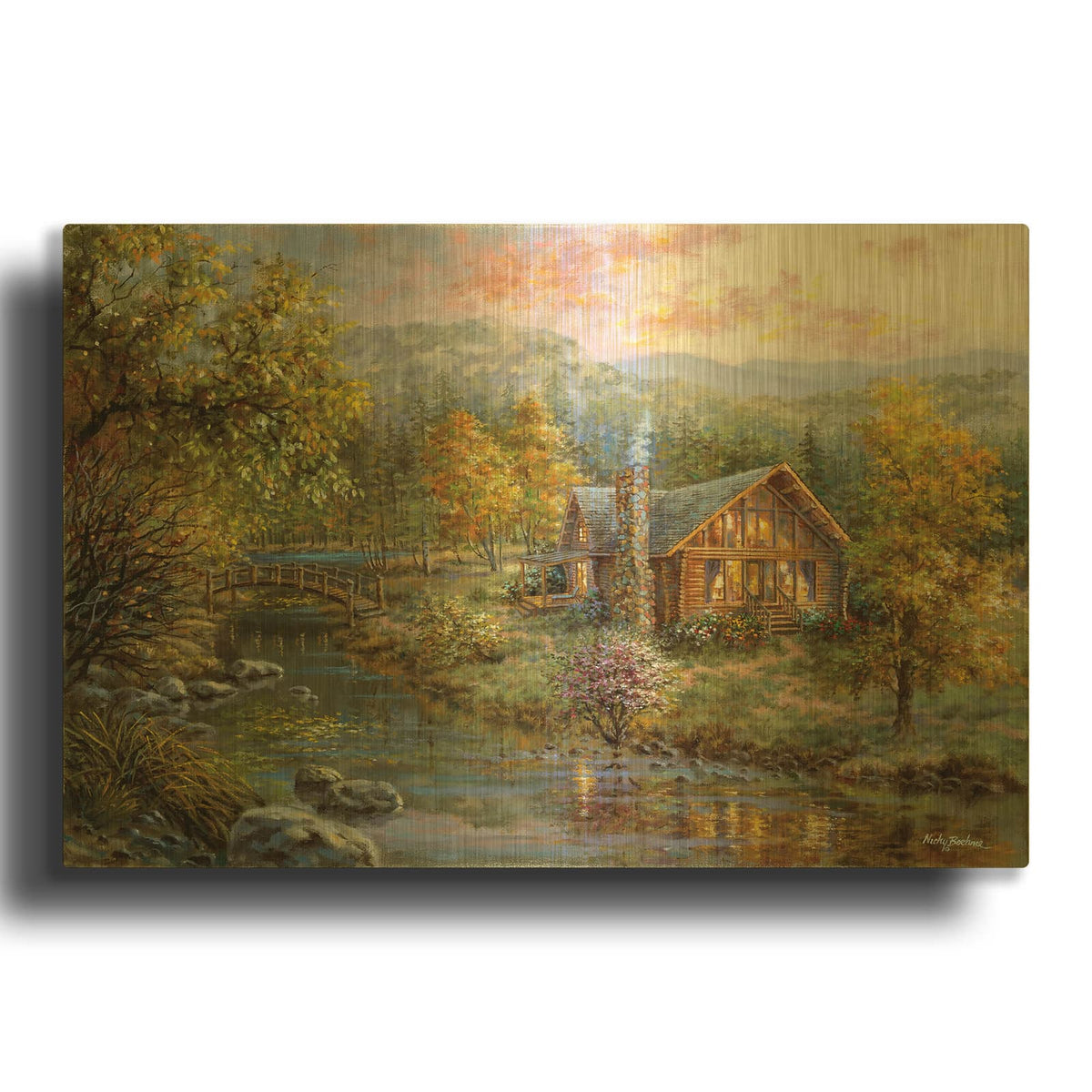 'Peaceful Grove' By Nicky Boehme Gold Metal Wall Art