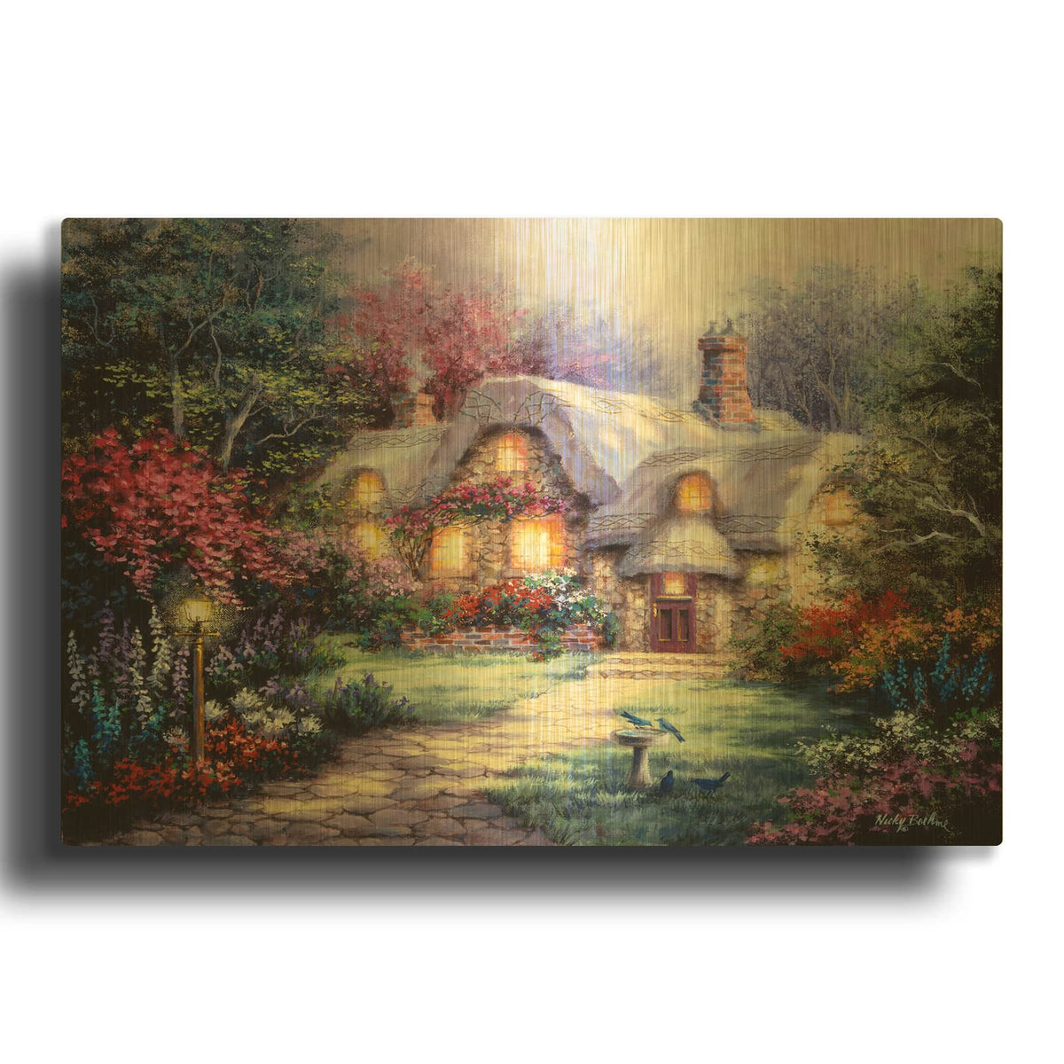 'Garden Cottage' By Nicky Boehme Gold Metal Wall Art
