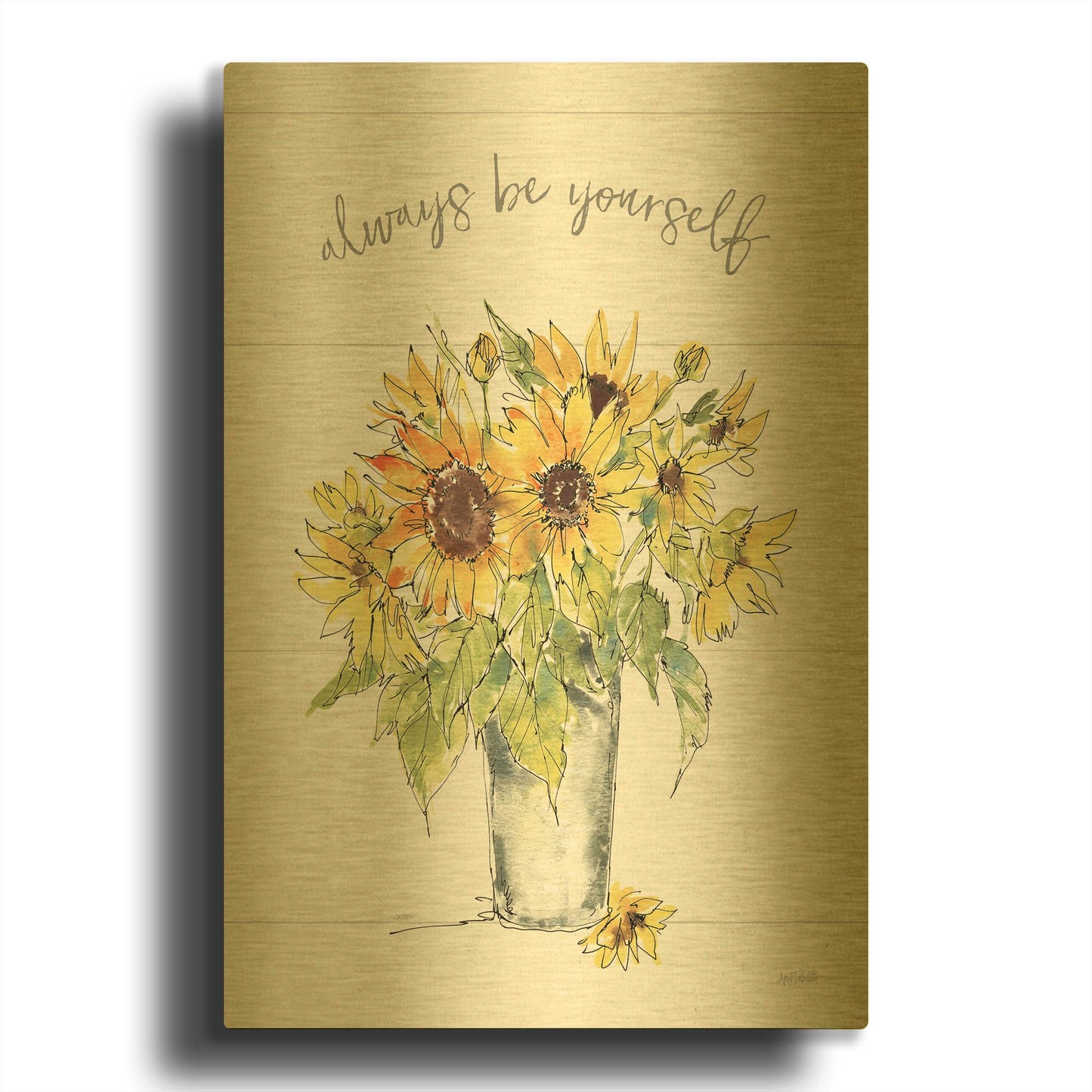 'Sunflower Fields II' By Anne Tavoletti Gold Metal Wall Art