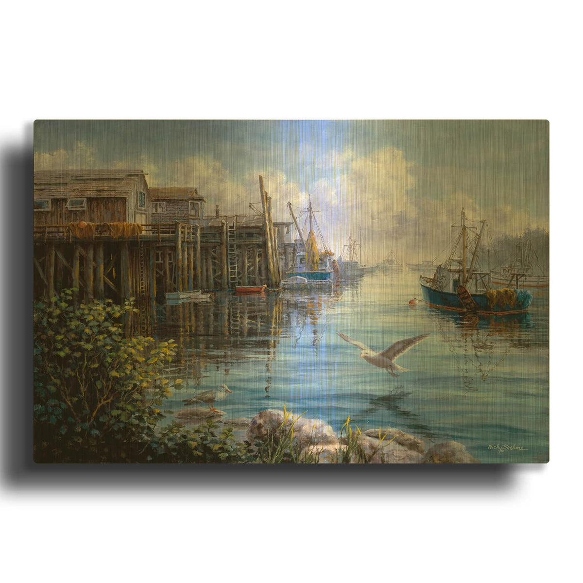 'Bird Eye View' By Nicky Boehme Gold Metal Wall Art