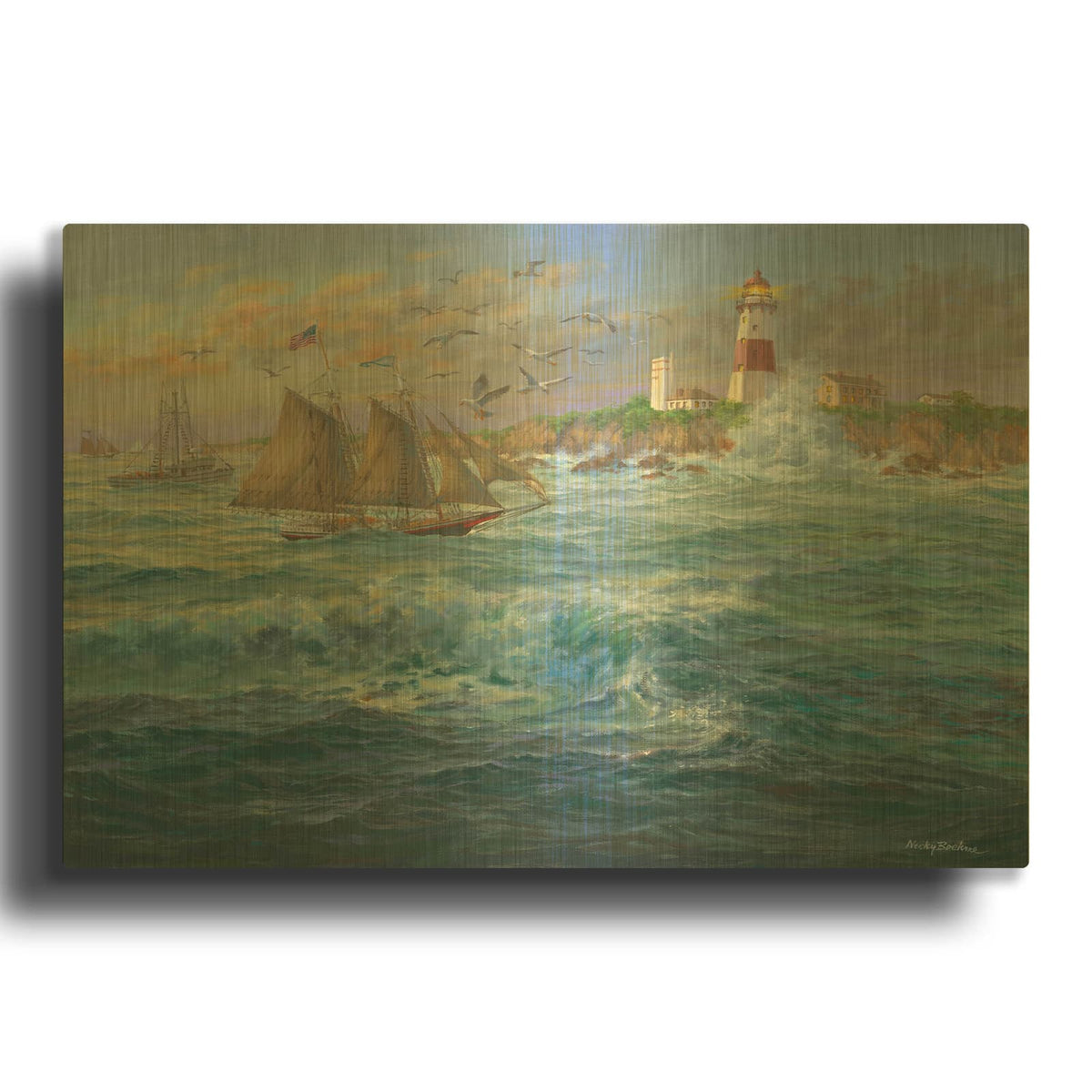 'Shipmates' By Nicky Boehme Gold Metal Wall Art