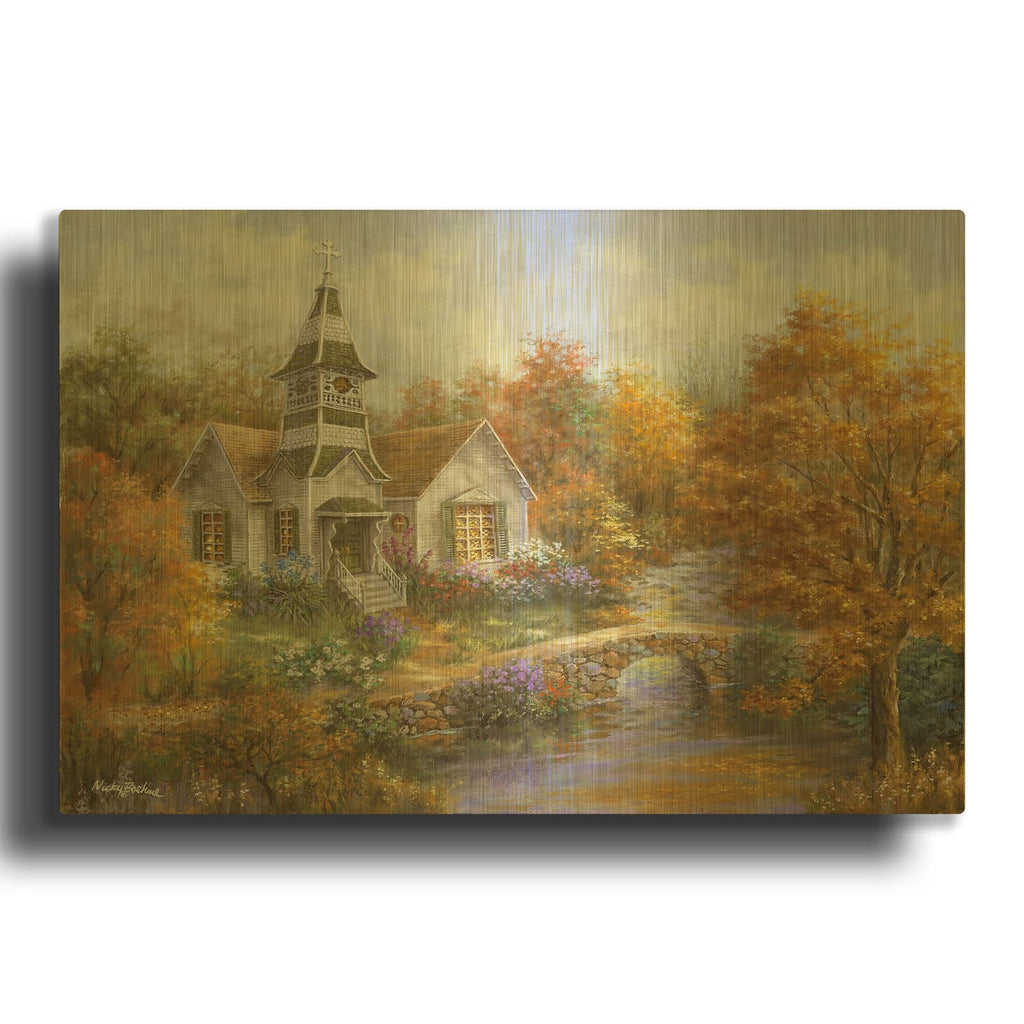 'Autumn Worship' By Nicky Boehme Gold Metal Wall Art