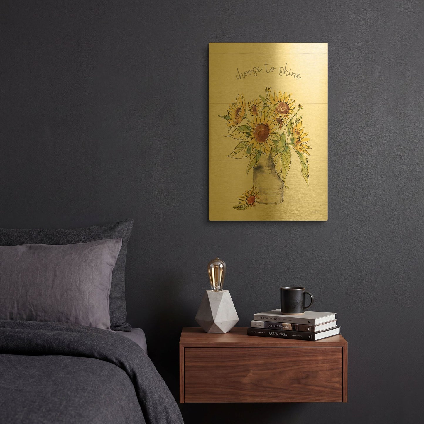 'Sunflower Fields I Crop' By Anne Tavoletti Gold Metal Wall Art