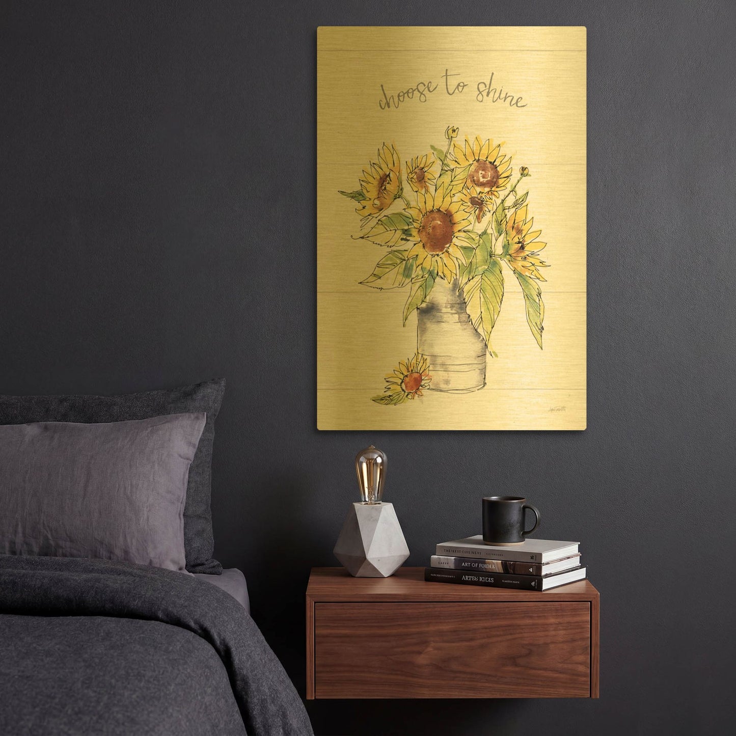 'Sunflower Fields I Crop' By Anne Tavoletti Gold Metal Wall Art