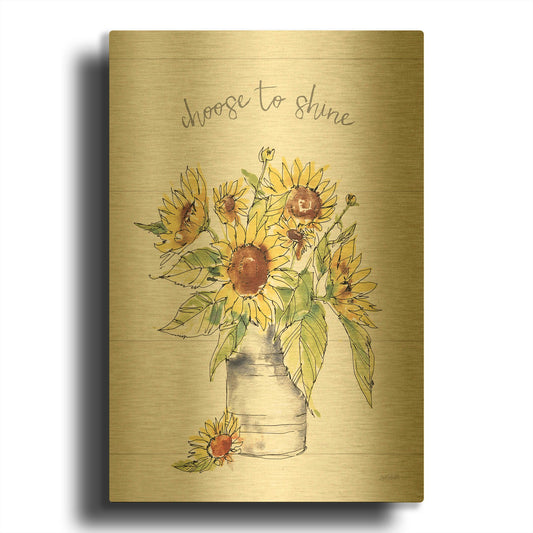 'Sunflower Fields I Crop' By Anne Tavoletti Gold Metal Wall Art