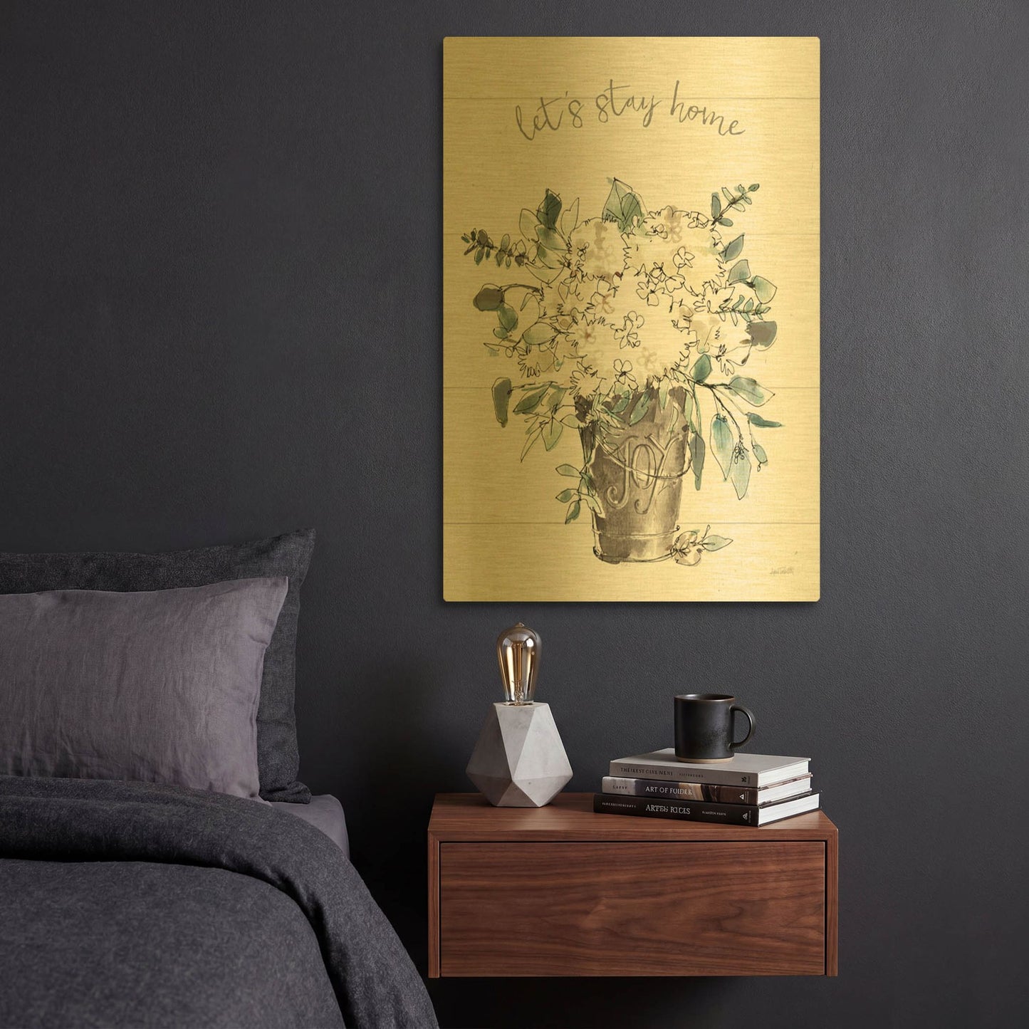 'Modern Farmhouse V' By Anne Tavoletti Gold Metal Wall Art