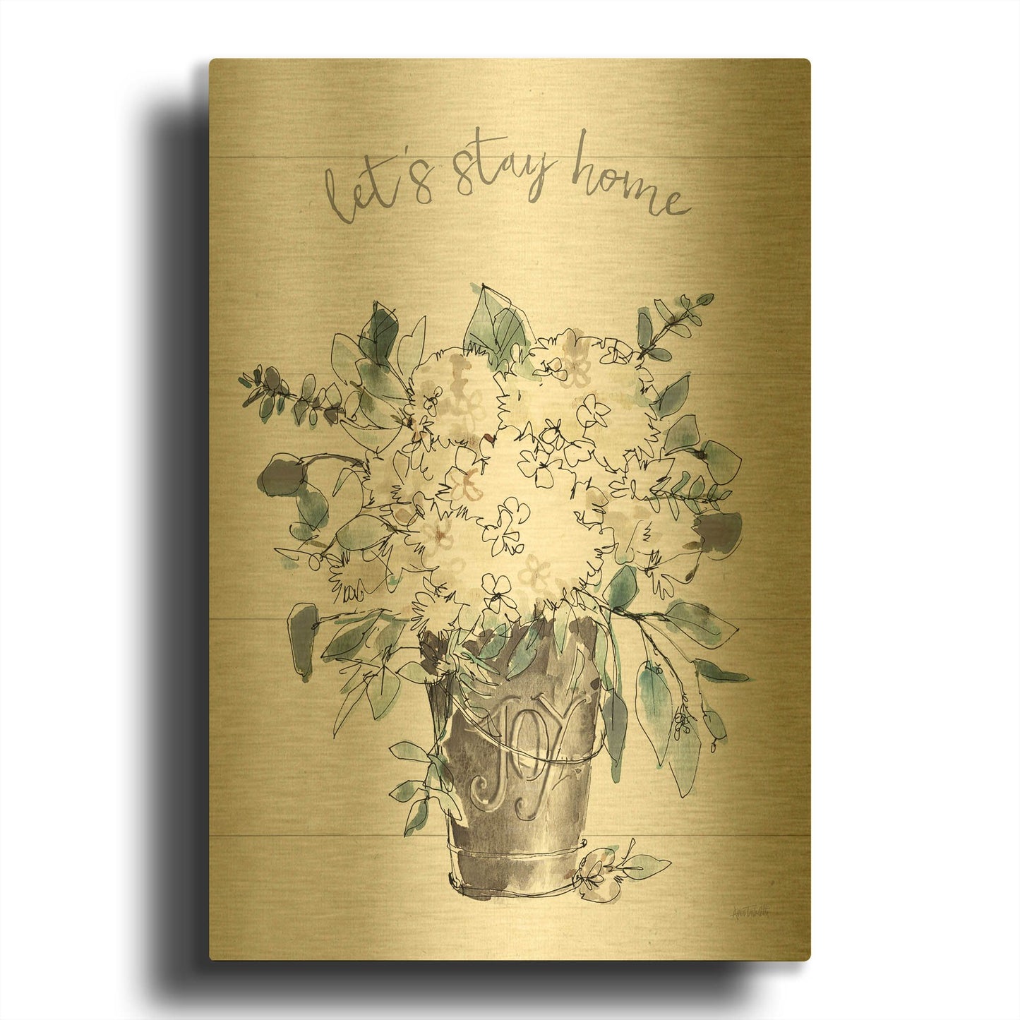'Modern Farmhouse V' By Anne Tavoletti Gold Metal Wall Art