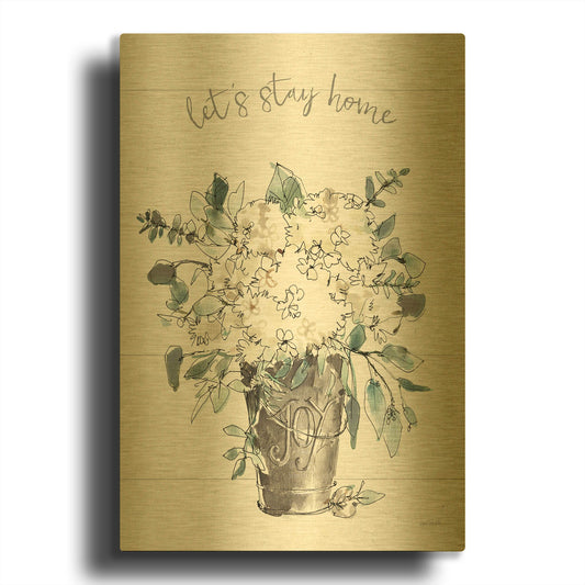 'Modern Farmhouse V' By Anne Tavoletti Gold Metal Wall Art
