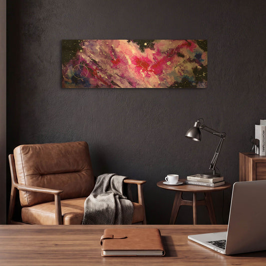 'Watercolor Nebula Fushia' By Craig Snodgrass Gold Metal Wall Art