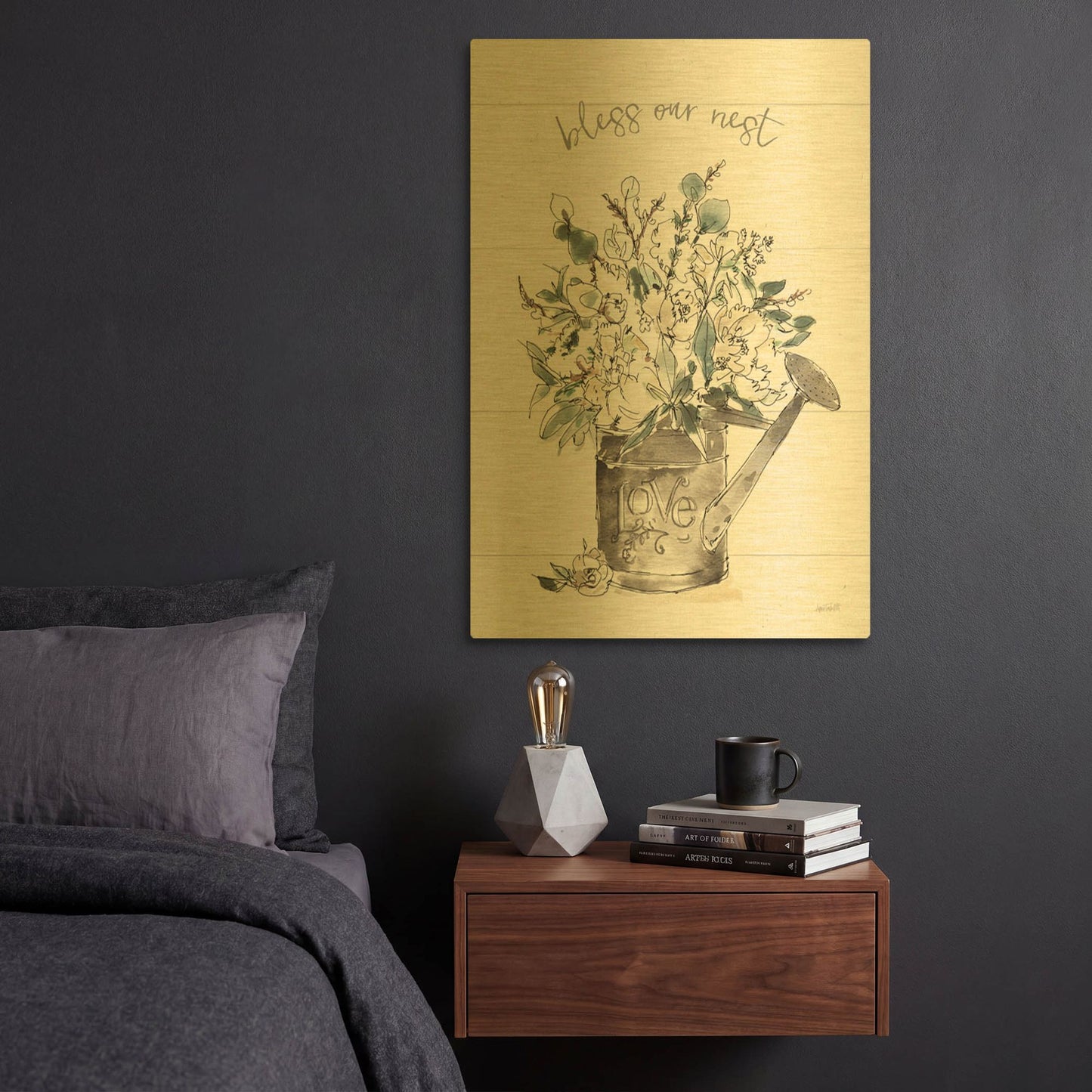 'Modern Farmhouse IV' By Anne Tavoletti Gold Metal Wall Art