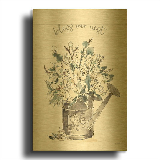 'Modern Farmhouse IV' By Anne Tavoletti Gold Metal Wall Art