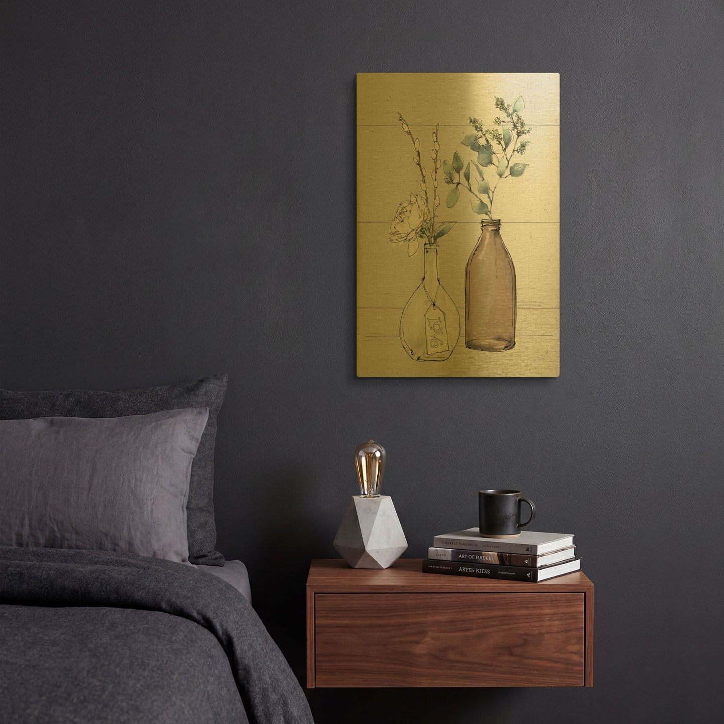 'Modern Farmhouse III Shiplap' By Anne Tavoletti Gold Metal Wall Art