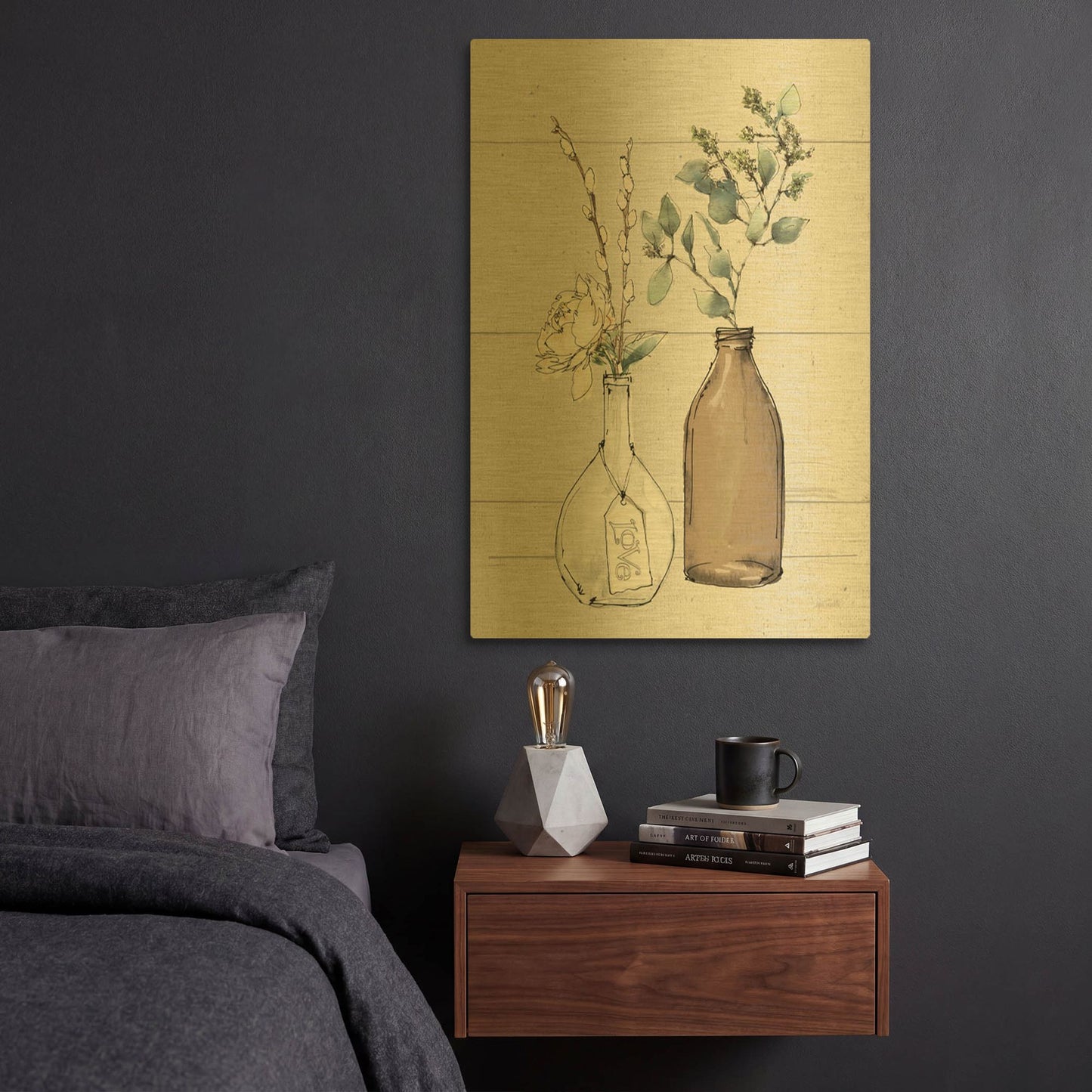 'Modern Farmhouse III Shiplap' By Anne Tavoletti Gold Metal Wall Art