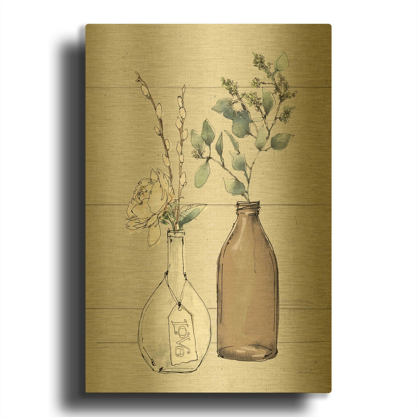 'Modern Farmhouse III Shiplap' By Anne Tavoletti Gold Metal Wall Art