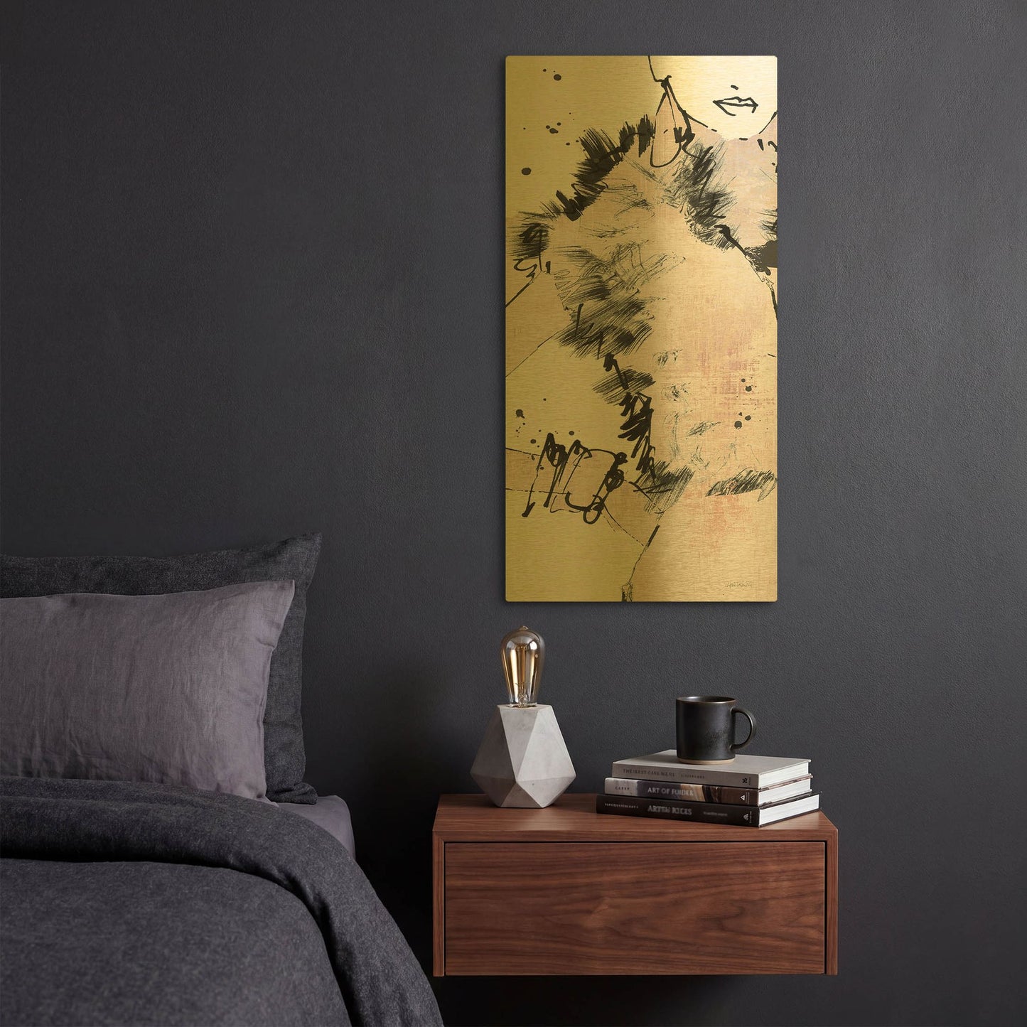 'Fashion Strokes VIII Pastel Pink' By Anne Tavoletti Gold Metal Wall Art