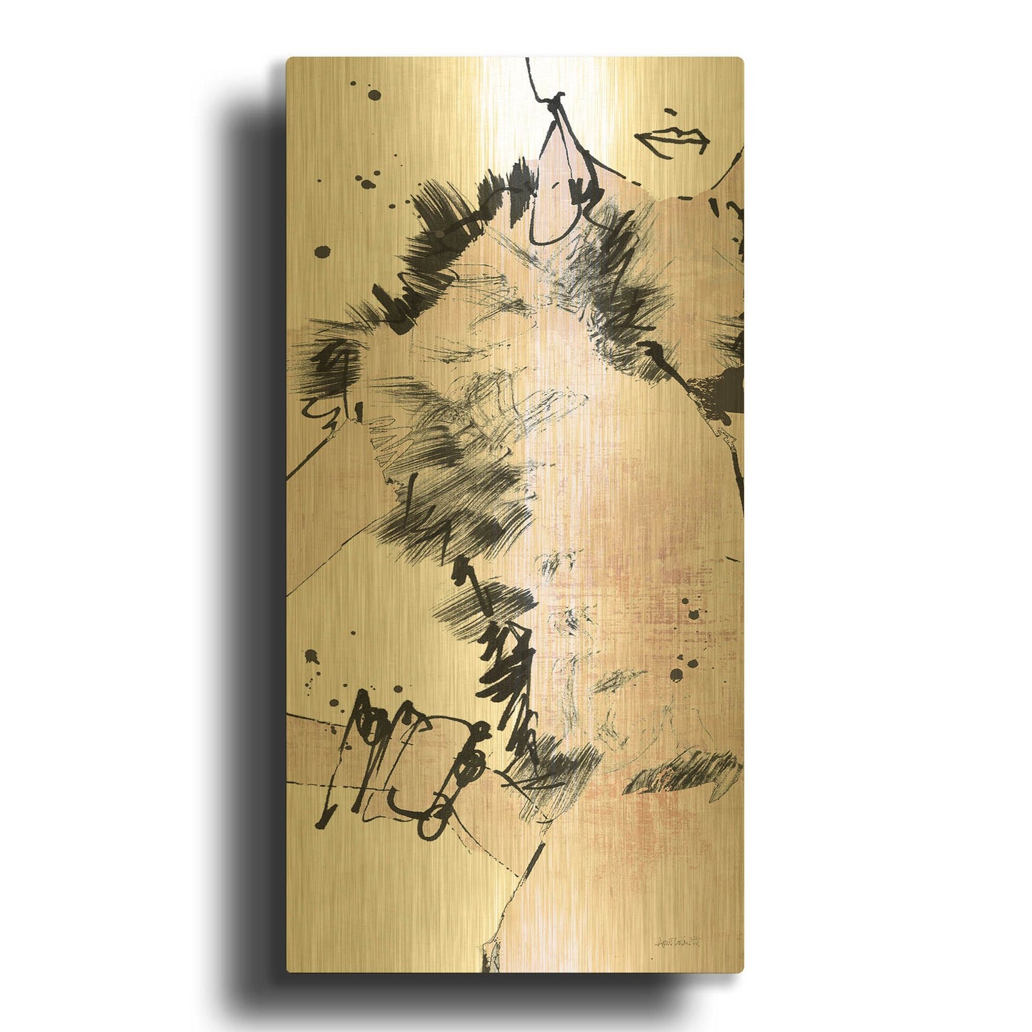 'Fashion Strokes VIII Pastel Pink' By Anne Tavoletti Gold Metal Wall Art