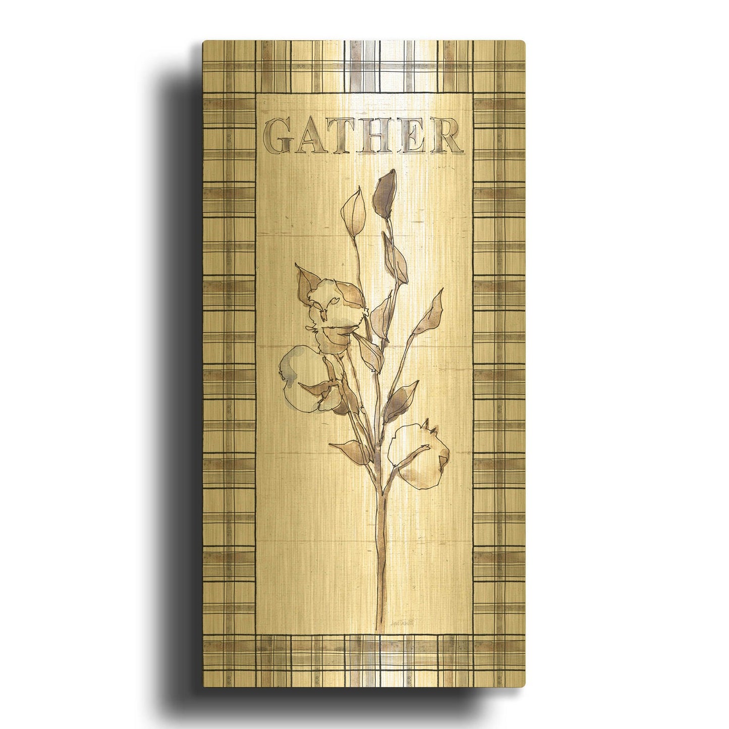 'Farm Memories X Gather' By Anne Tavoletti Gold Metal Wall Art