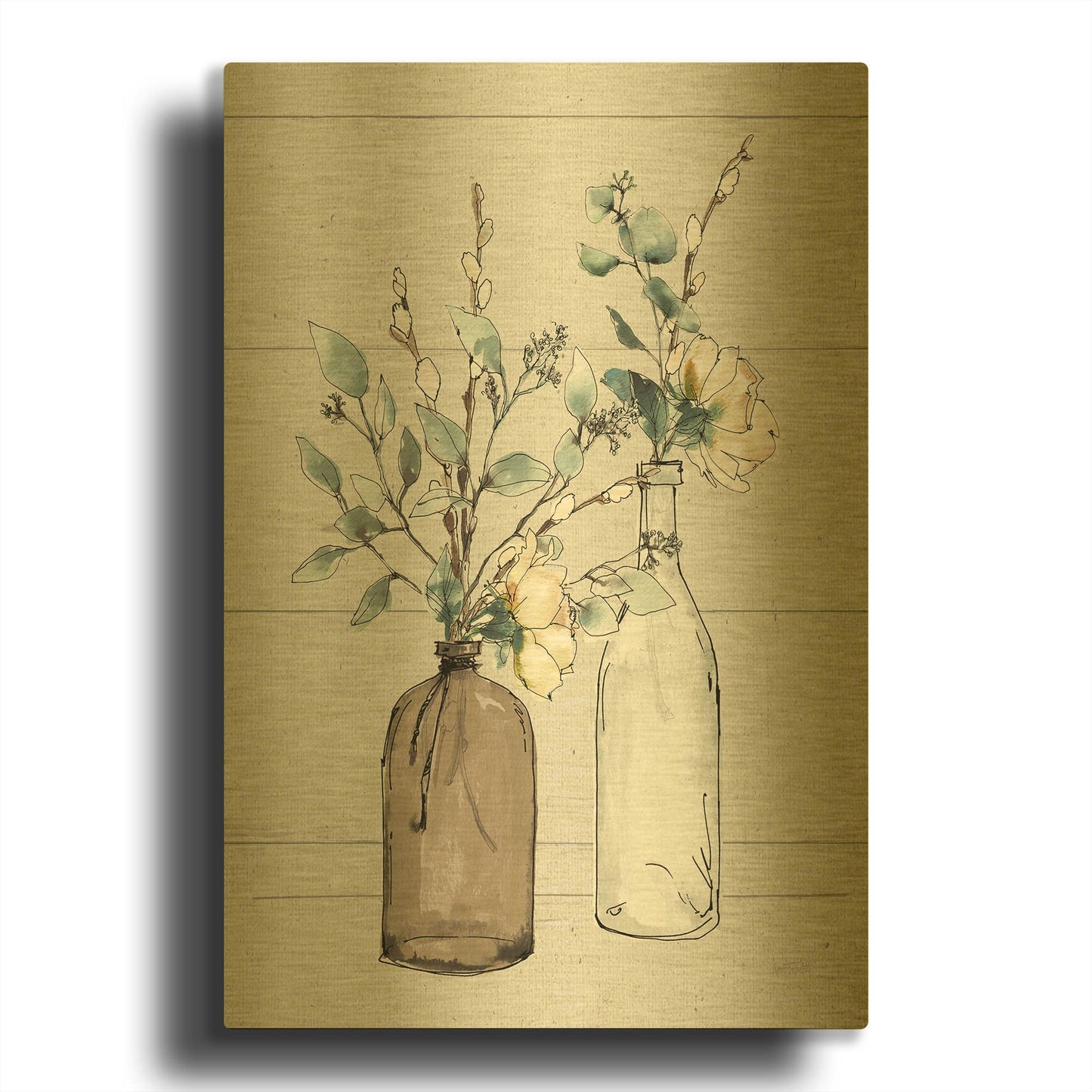 'Modern Farmhouse II Shiplap' By Anne Tavoletti Gold Metal Wall Art