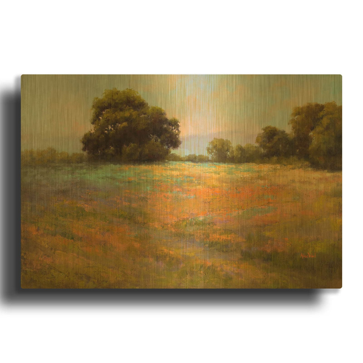 'Spring Meadow' By Alice Weil Gold Metal Wall Art