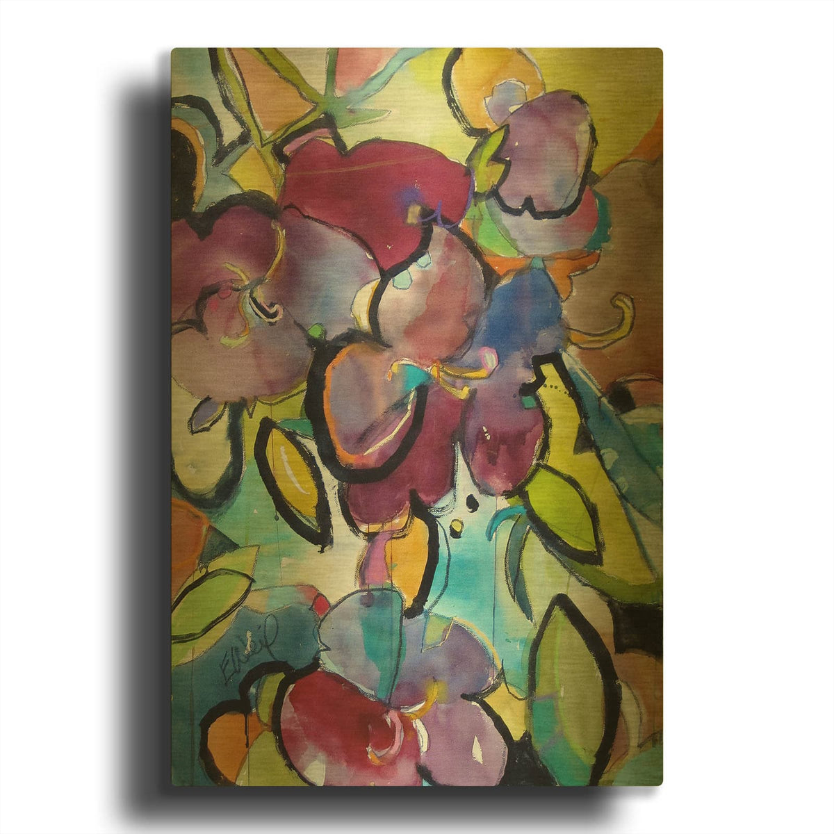 'Winter Purple' By Emily Weil Gold Metal Wall Art