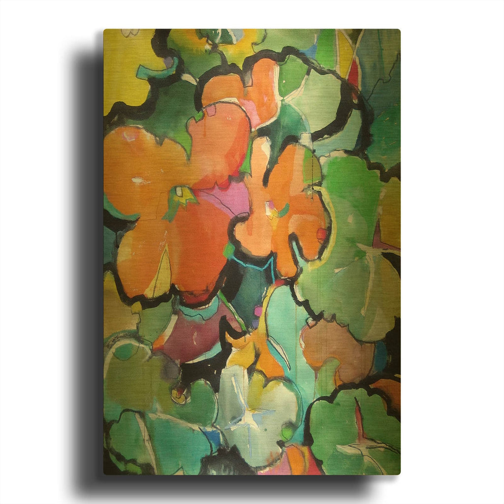 'Nasturtiums' By Emily Weil Gold Metal Wall Art