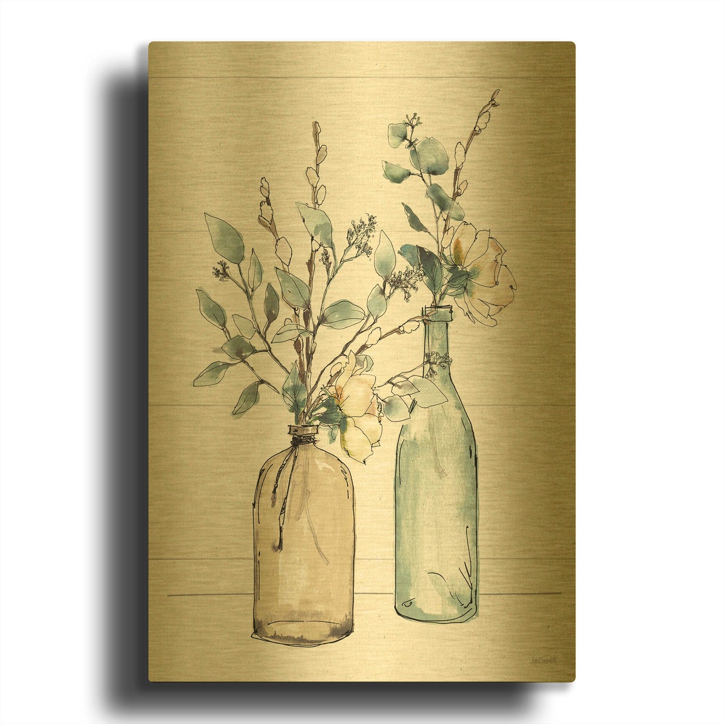 'Modern Farmhouse II' By Anne Tavoletti Gold Metal Wall Art