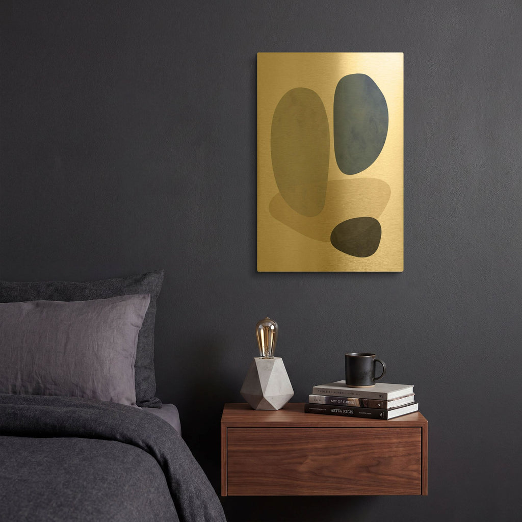 'Stone No. 3' By Brandon Wong Gold Metal Wall Art