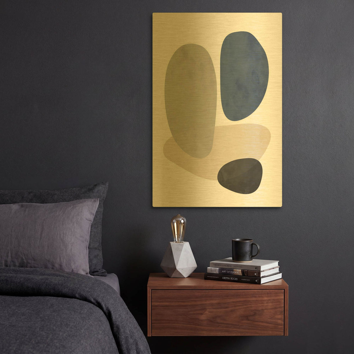 'Stone No. 3' By Brandon Wong Gold Metal Wall Art