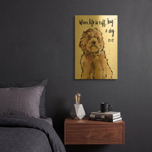 'Strike a Paws XIII' By Anne Tavoletti Gold Metal Wall Art