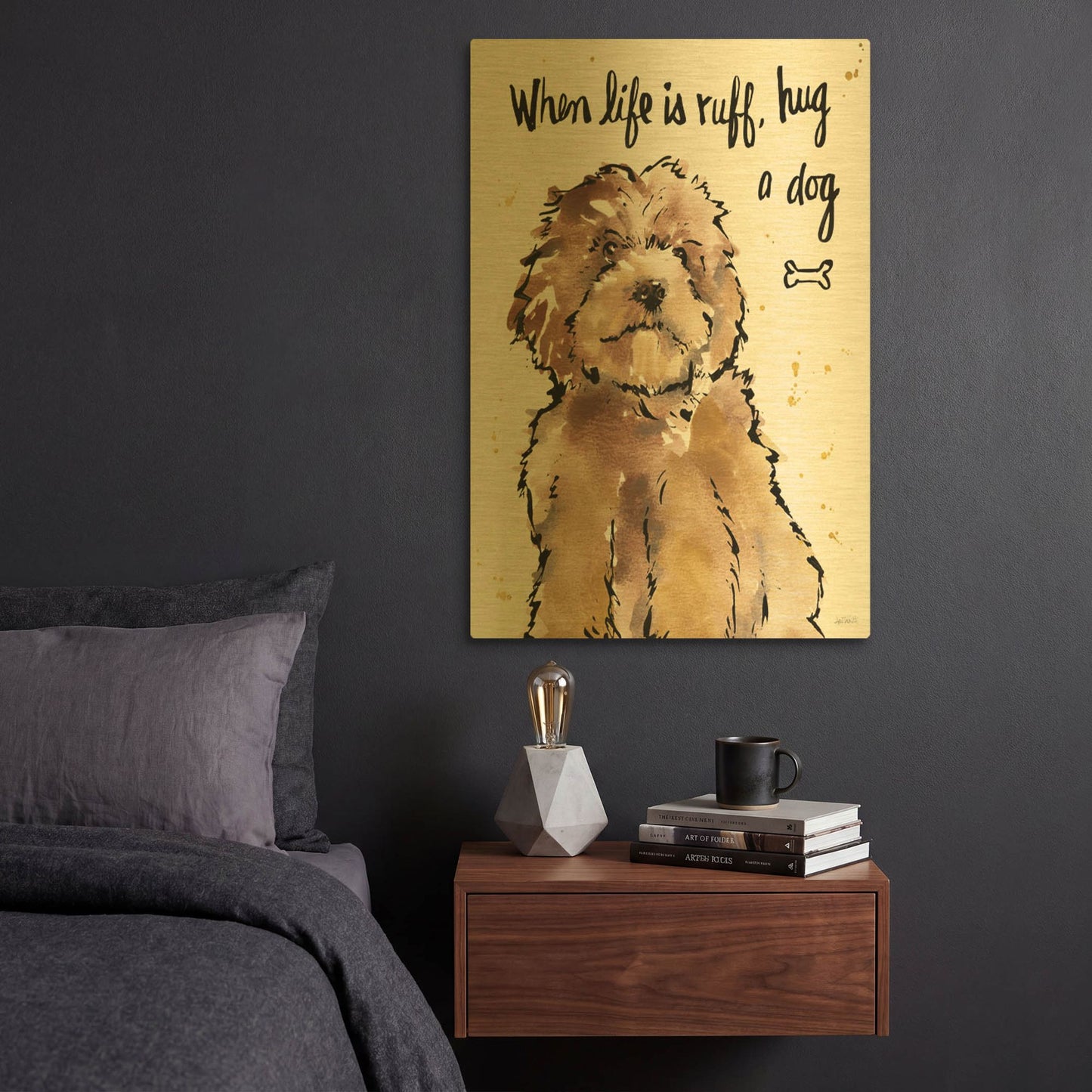 'Strike a Paws XIII' By Anne Tavoletti Gold Metal Wall Art