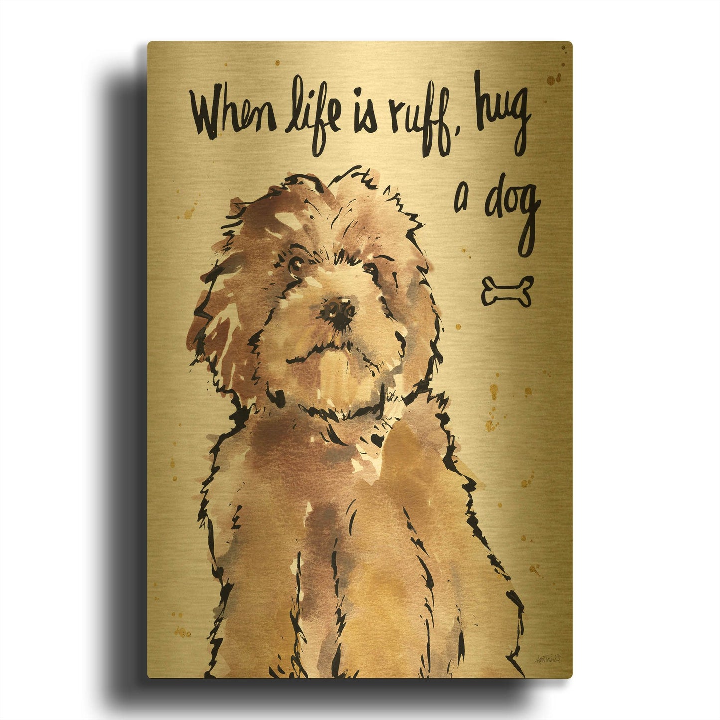 'Strike a Paws XIII' By Anne Tavoletti Gold Metal Wall Art