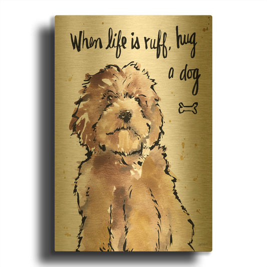 'Strike a Paws XIII' By Anne Tavoletti Gold Metal Wall Art