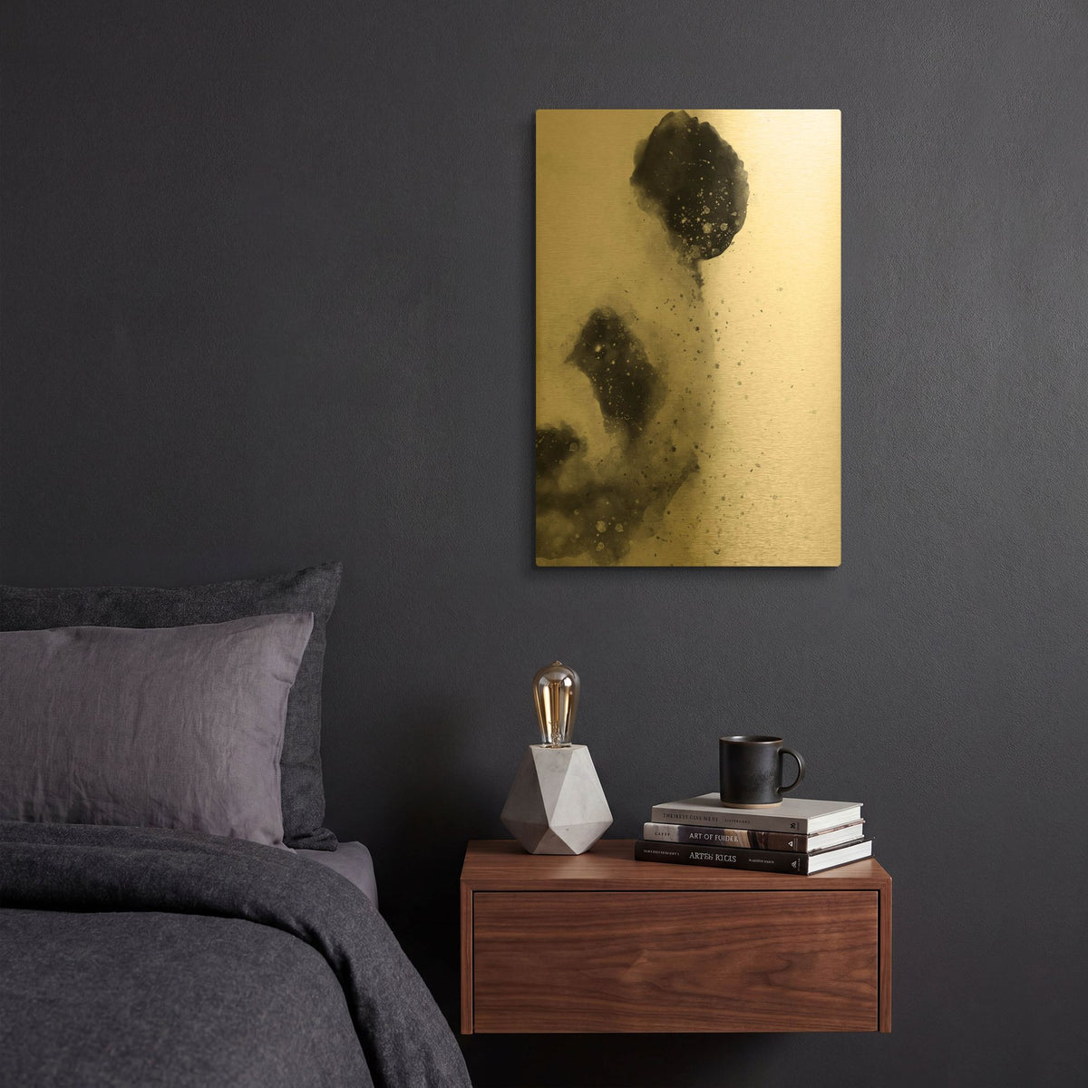 'Panda At Attention' By Brandon Wong Gold Metal Wall Art