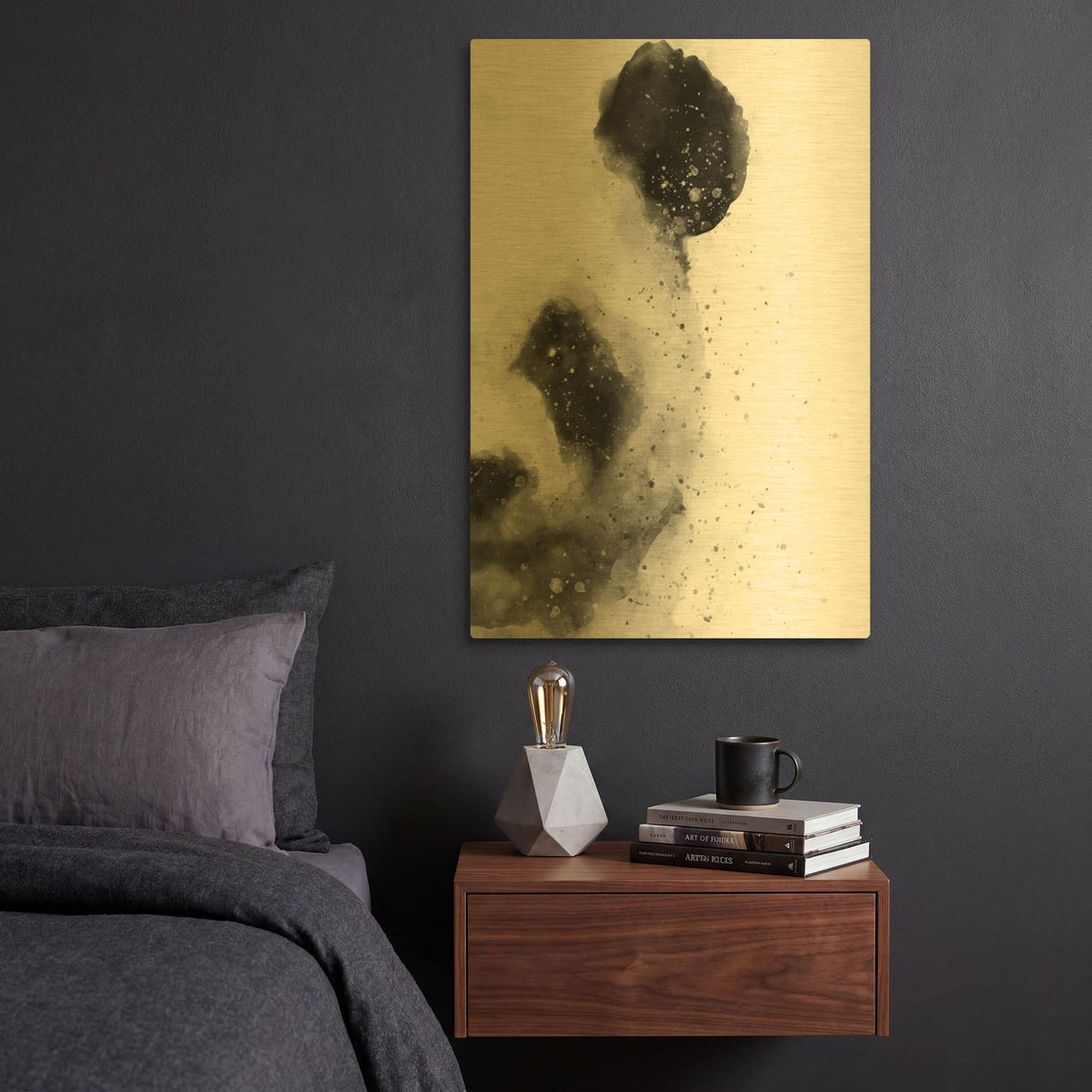 'Panda At Attention' By Brandon Wong Gold Metal Wall Art