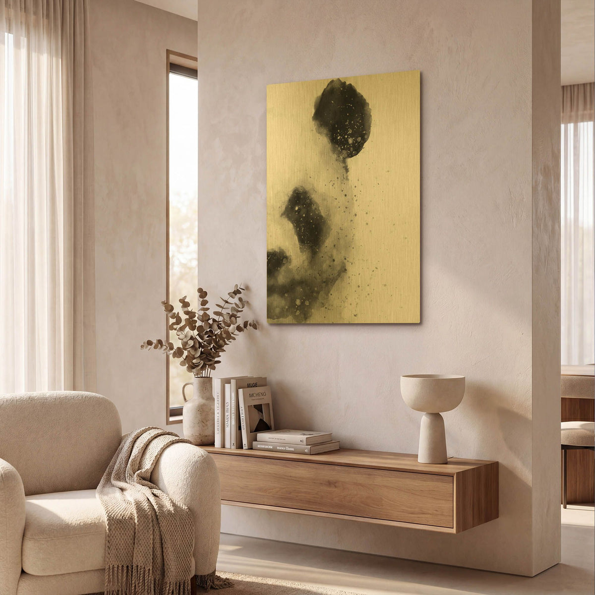 'Panda At Attention' By Brandon Wong Gold Metal Wall Art