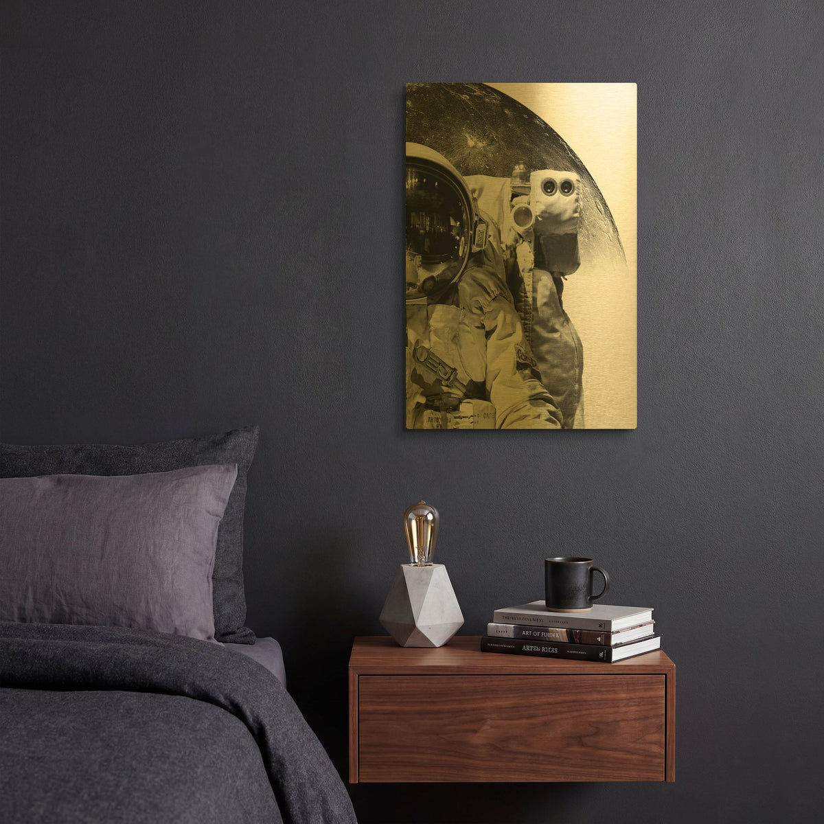 'Modern Astronaut No. 1' By Brandon Wong Gold Metal Wall Art