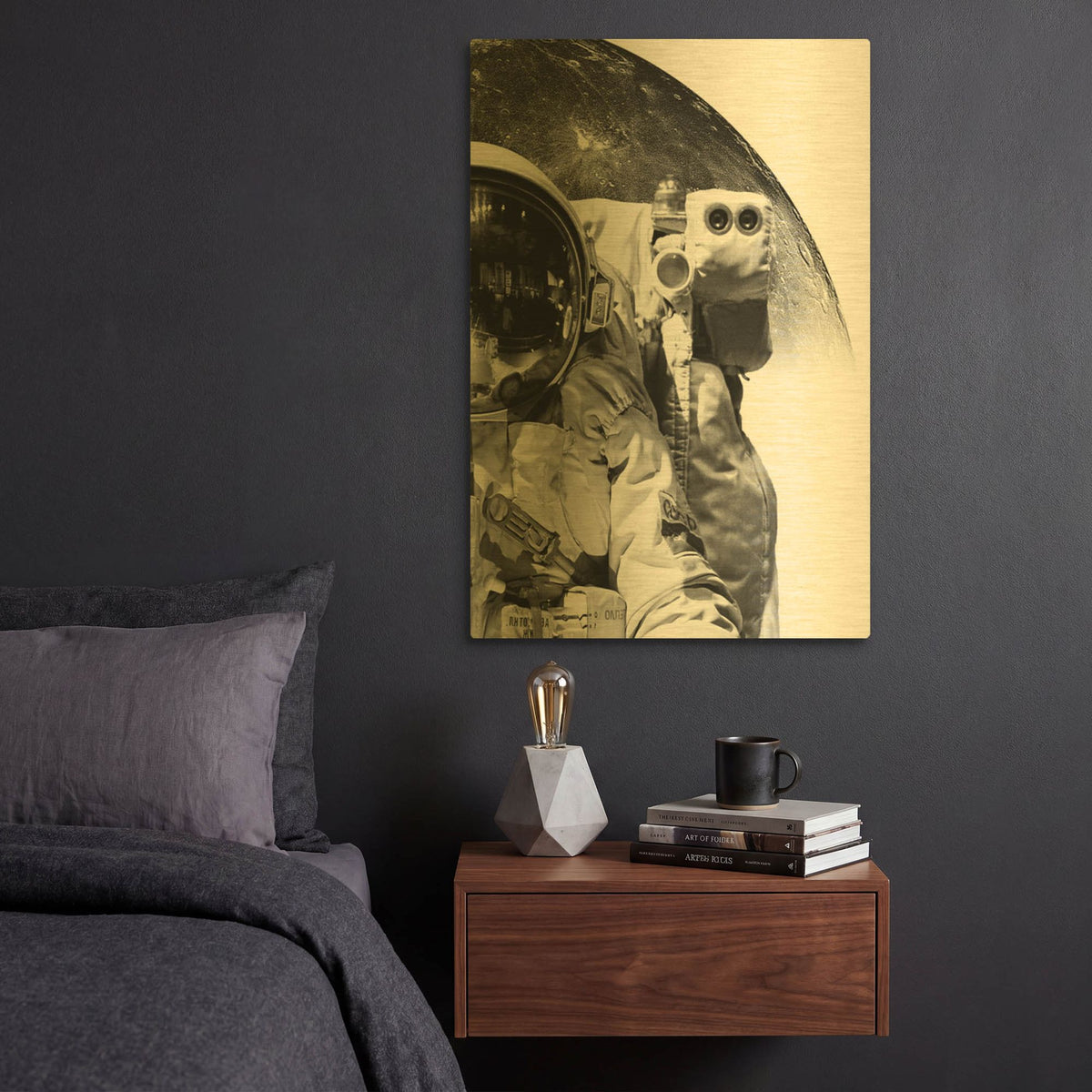 'Modern Astronaut No. 1' By Brandon Wong Gold Metal Wall Art