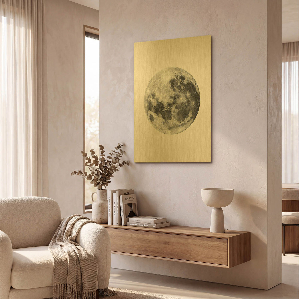 'Full Moon' By Brandon Wong Gold Metal Wall Art