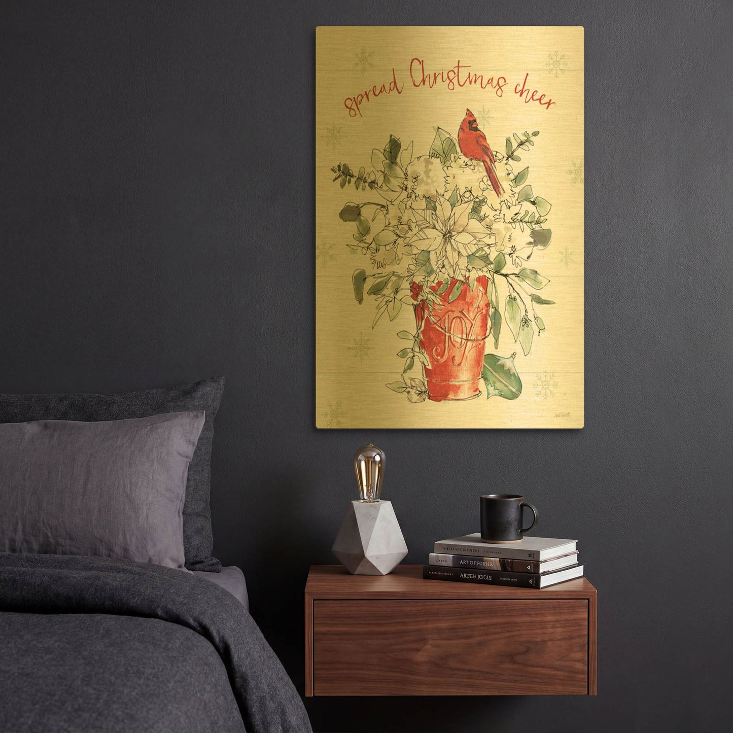 'Modern Farmhouse V Christmas' By Anne Tavoletti Gold Metal Wall Art