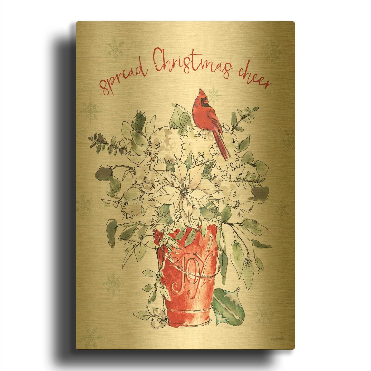 'Modern Farmhouse V Christmas' By Anne Tavoletti Gold Metal Wall Art