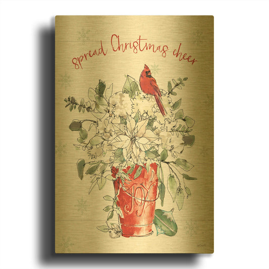 'Modern Farmhouse V Christmas' By Anne Tavoletti Gold Metal Wall Art