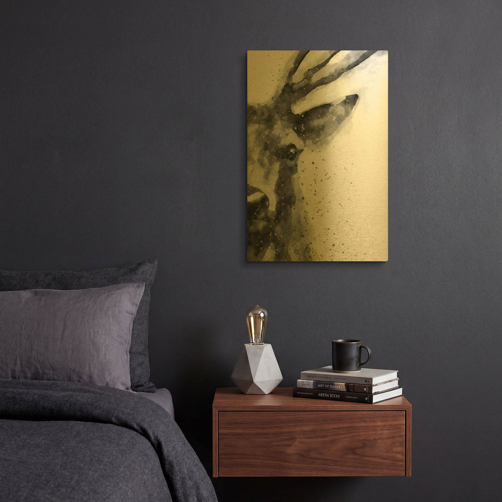 'Deer At Attention' By Brandon Wong Gold Metal Wall Art