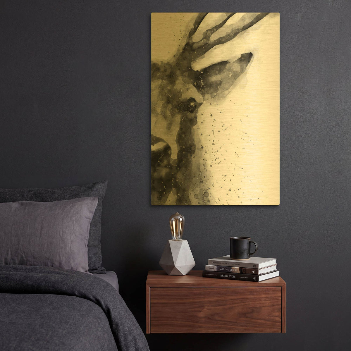 'Deer At Attention' By Brandon Wong Gold Metal Wall Art