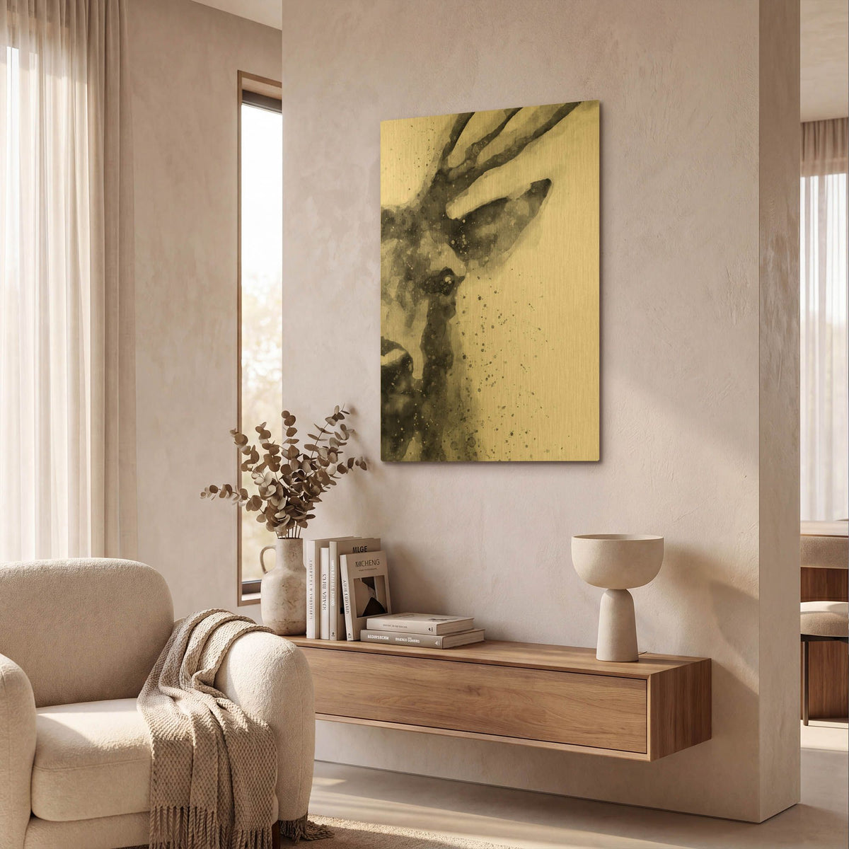 'Deer At Attention' By Brandon Wong Gold Metal Wall Art