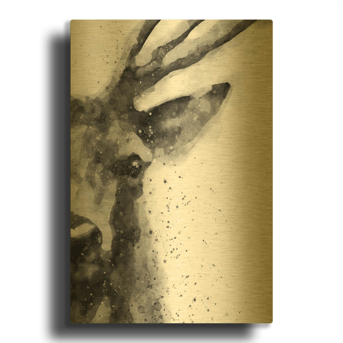 'Deer At Attention' By Brandon Wong Gold Metal Wall Art