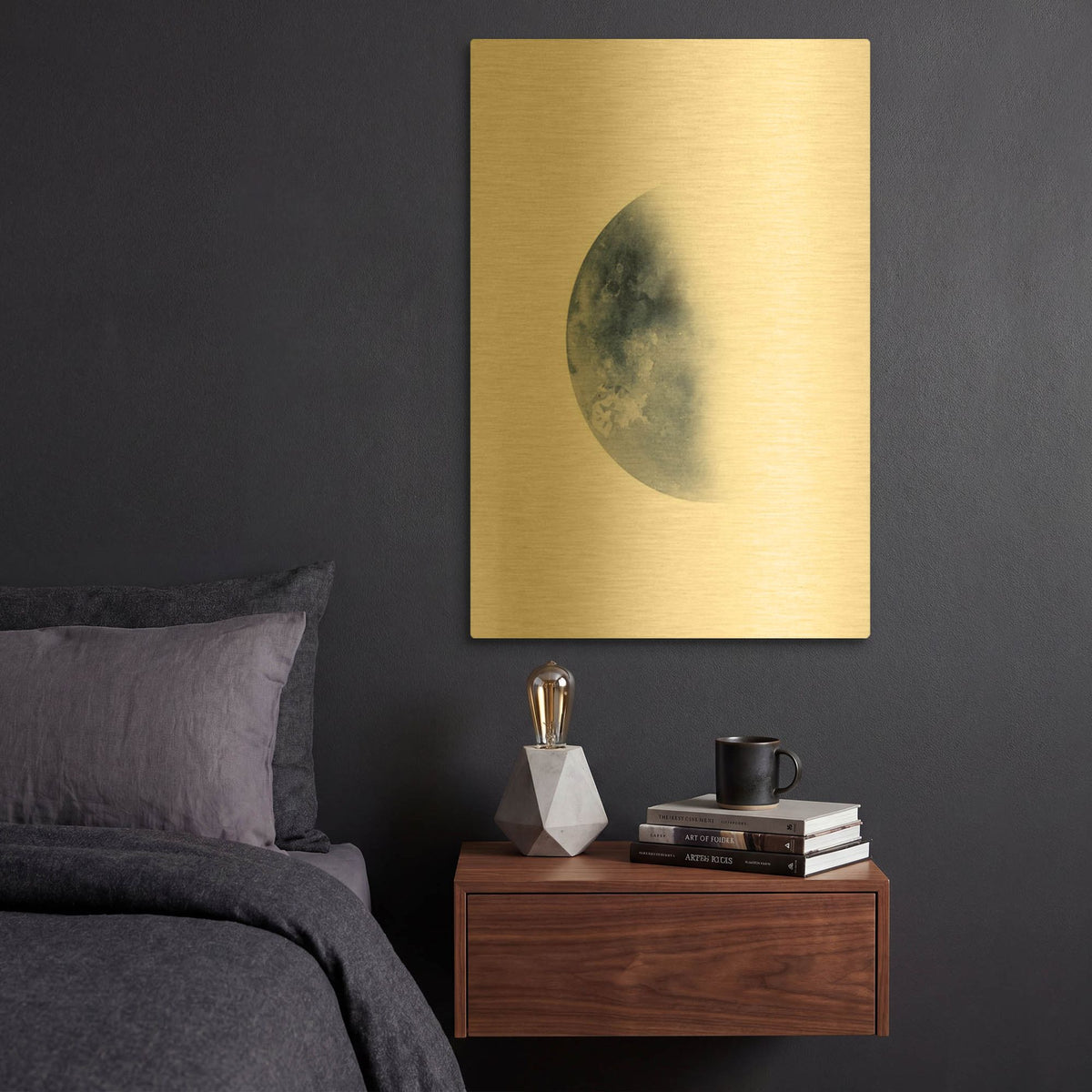 'Blue Moon Waning No. 2' By Brandon Wong Gold Metal Wall Art