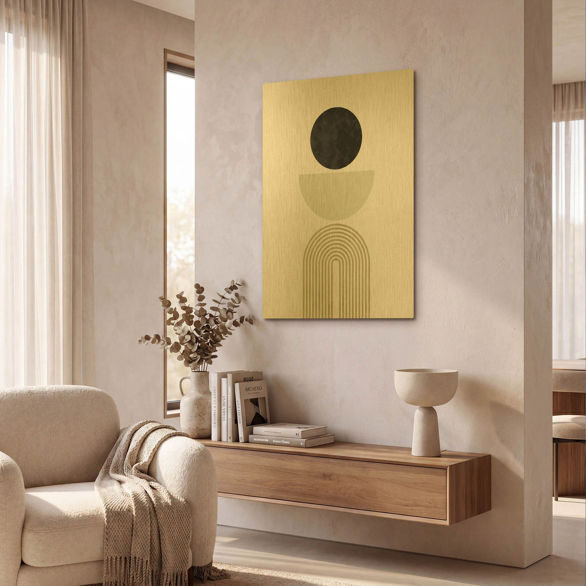 'Black Beige No. 1' By Brandon Wong Gold Metal Wall Art