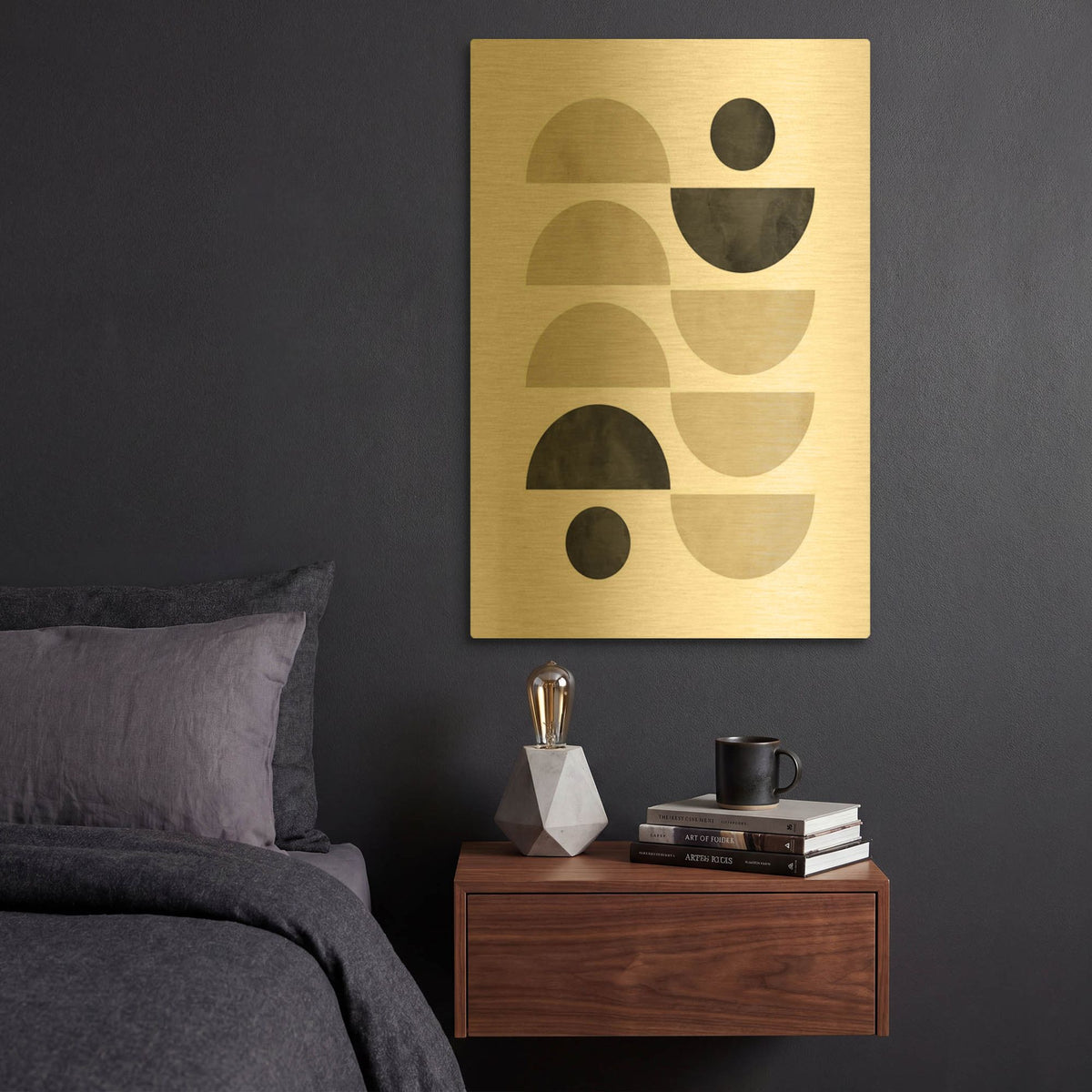 'Black Beige No. 2' By Brandon Wong Gold Metal Wall Art